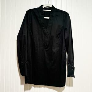 Paperwhite Clothing Black Poplin Cotton Button Up Shirt Size 6